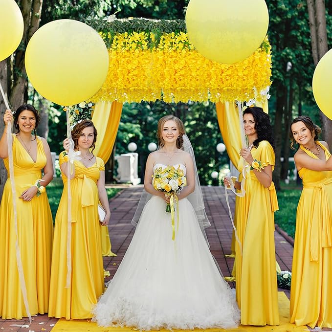 5 Pack Yellow Wisteria Hanging Flowers, 3.44 Ft Fake Hanging Flowers, - Image 6