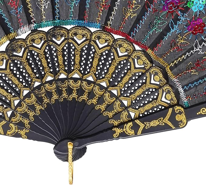 QIRMIZI 10 Pack Fabric Folding Handheld Fans, and Dancing - Image 5