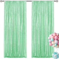 Mint Green Sequin Backdrop Curtain 2 Pieces 2FTx8FT Glitter Photography Backdrop by Unknown