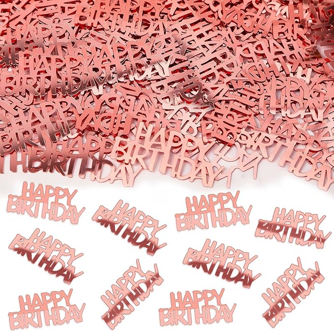 MARFOREVER Rose Gold Happy Birthday Glitter Confetti, Birthday Party Metallic by MARFOREVER