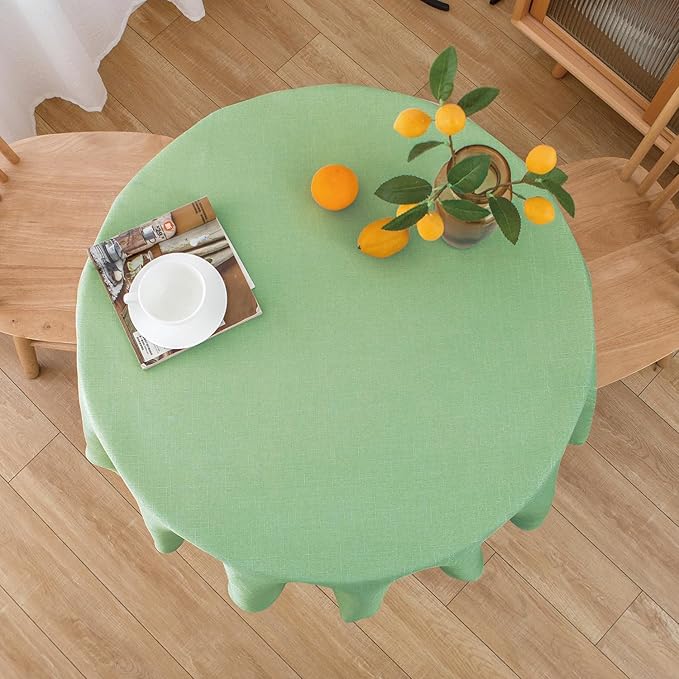 NLMUVW Light Green Round Table Cloth 48 Inch, Linen Tablecloth Rustic Farmhouse - Image 6