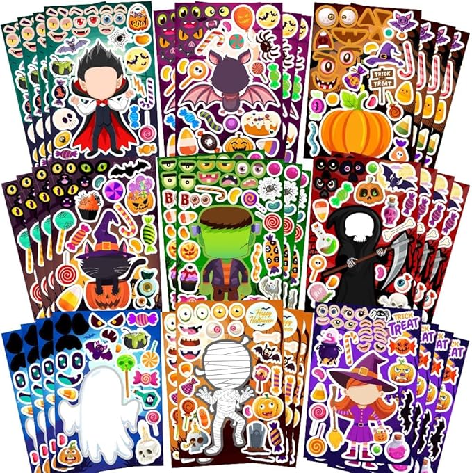 36 Sheets Halloween Stickers for Kids, Make Your Own Halloween Stickers by SWARKOL