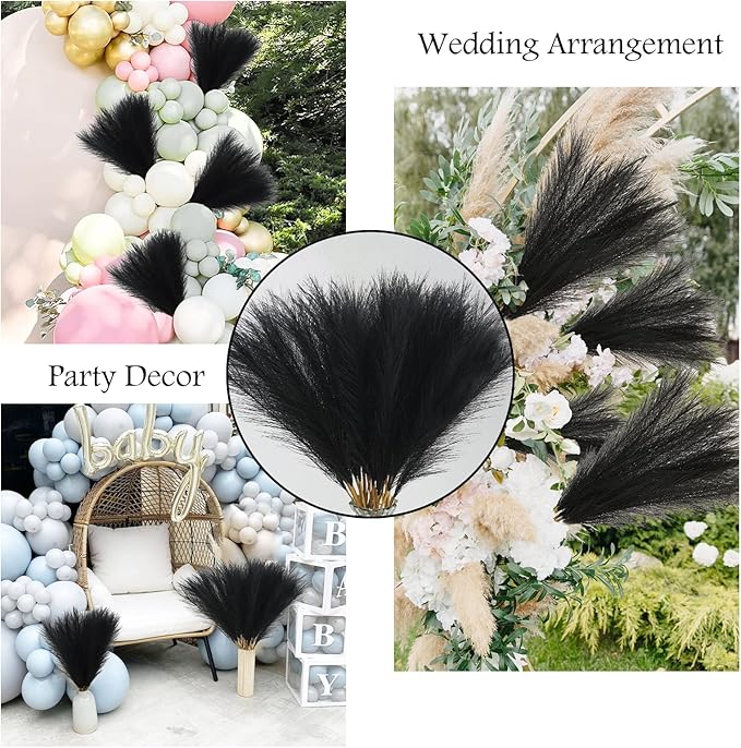 50pcs Faux Pampas Grass, 21.6" Short Artificial Pompous Grass Floral Fake - Image 3