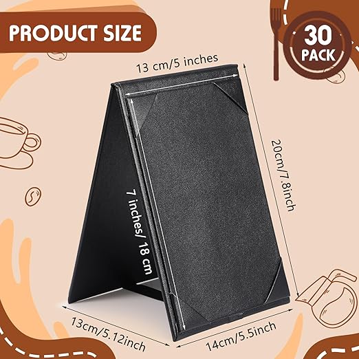 Gerrii Leatherette Table Tents Black PU Leather Menu Covers Bulk Double Sided - Image 2
