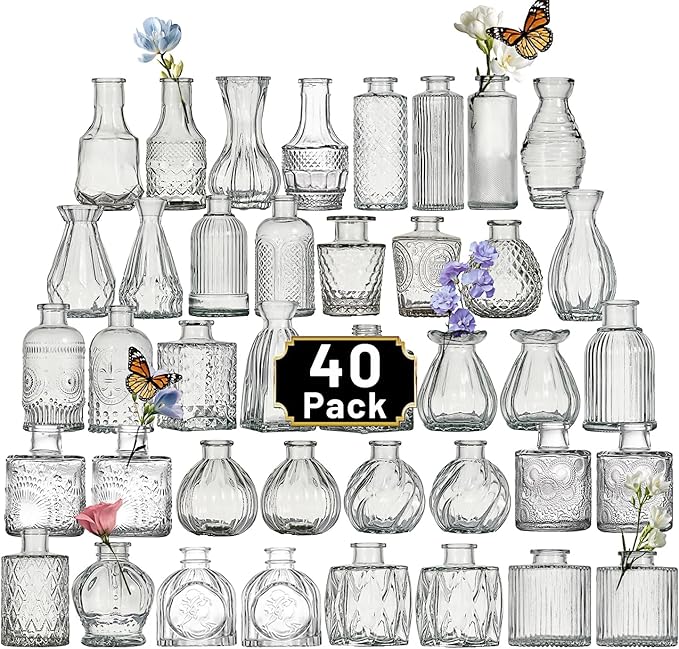 Glass Bud Vase Set of 40 Pcs Small Minimalist Vases by Tahnach