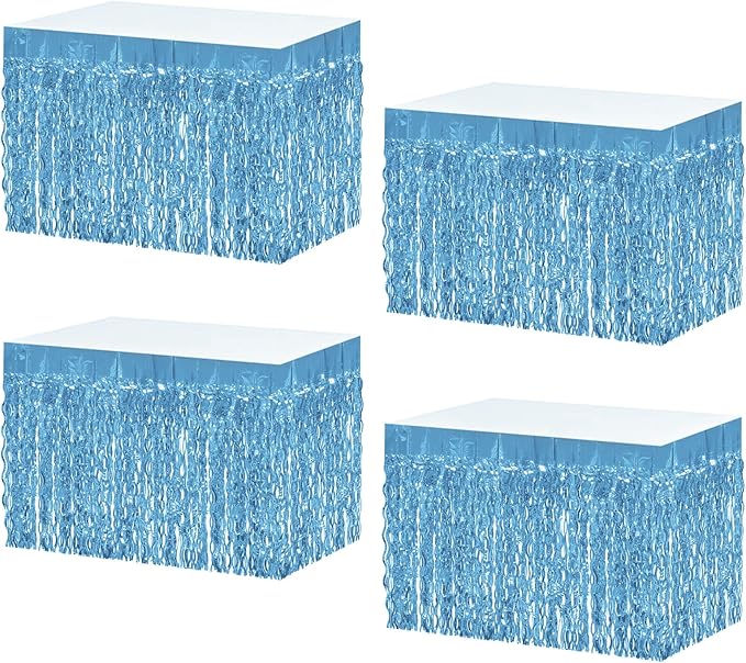 4P Wavy Metallic Tinsel Foil Fringe Table Skirts by Unknown