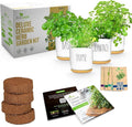 Deluxe Ceramic Indoor Herb Kit 4 Set. Variety Herbs by ZESTIGREENS