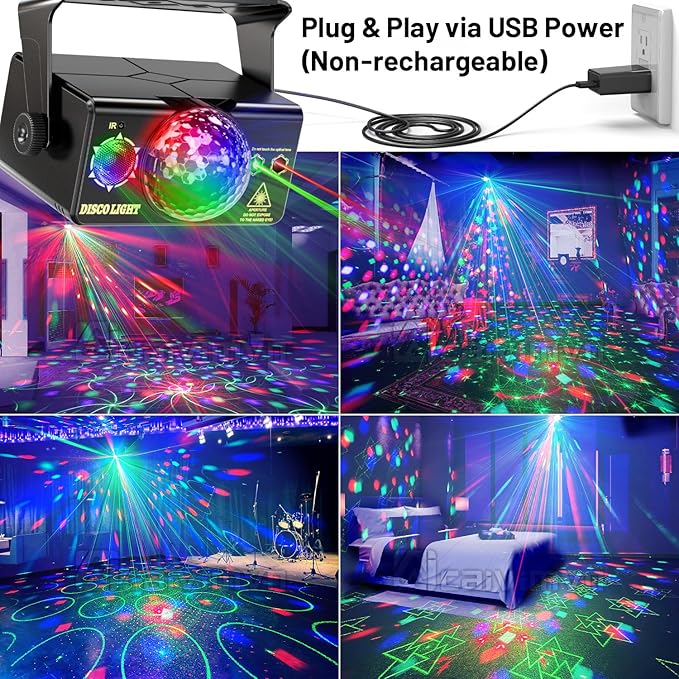 Party Lights, DJ Disco Light Disco Ball Light Sound Activated Strobe Stage - Image 2