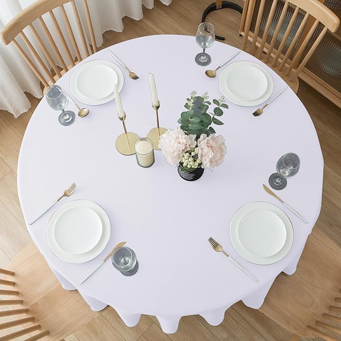 Biscaynebay Textured Fabric Round Tablecloths 60 Inches - Image 7
