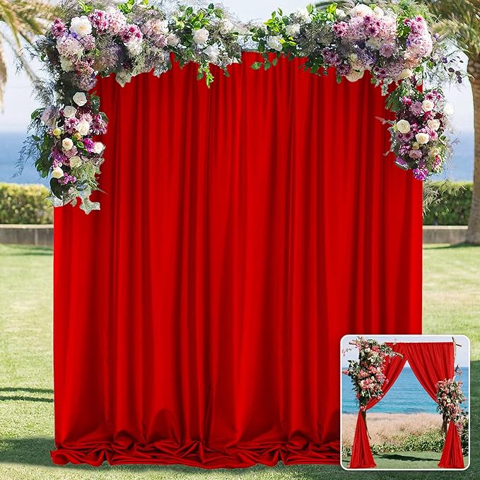 10ft x 10ft Red Backdrop Curtains by MYSKYHOME