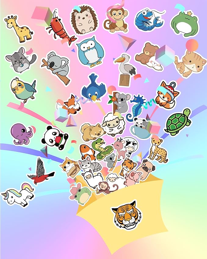 100 Pcs Animal Stickers for Kids, Cute Water Bottle Stickers for Kids Waterproof - Image 7