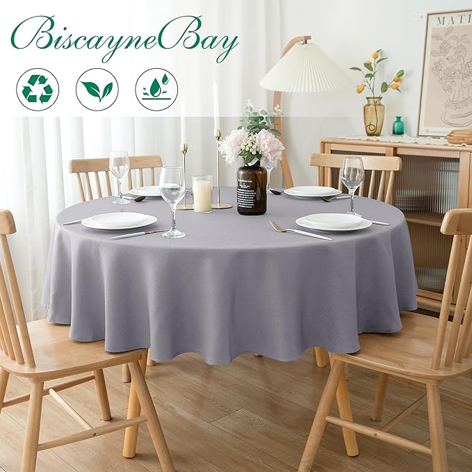 Biscaynebay Textured Fabric Round Tablecloths 70", Parties etc Machine Washable - Image 2
