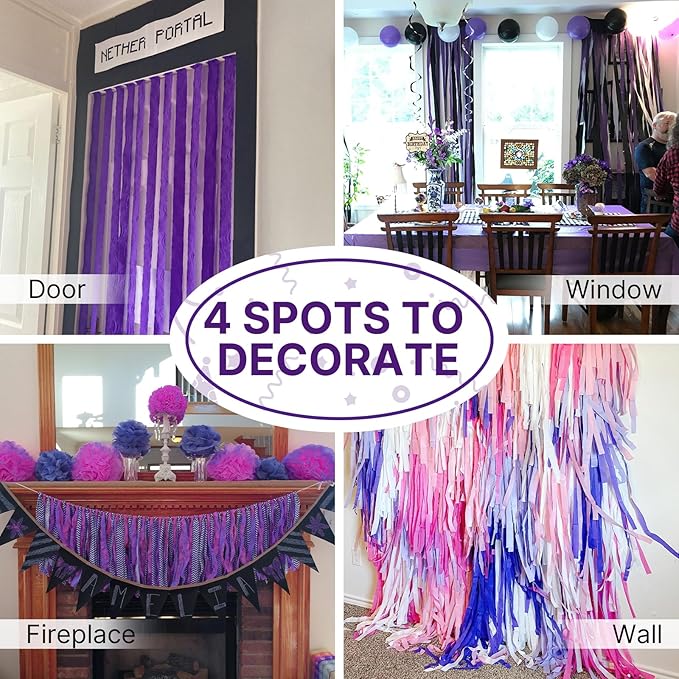 PartyWoo Purple Crepe Paper Streamers 4pcs 328ft Pack of Dark Purple Crepe - Image 5