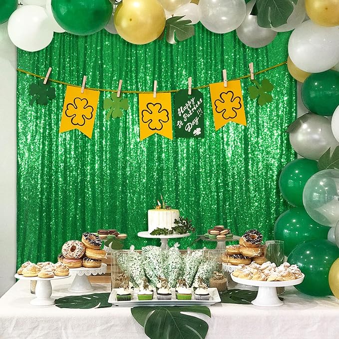 Poise3EHome Green Sequin Backdrop, 6FT x 8FT Green Sequin Photography Backdrop - Image 2