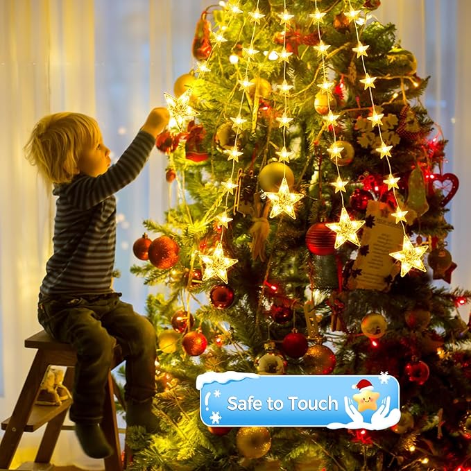32 Stars Christmas Window Lights, IP65 Waterproof 52 LEDs Twinkle Star Fairy - Image 6