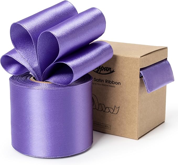 Purple Satin Ribbon Double-Faced Wired Ribbons by Keypan