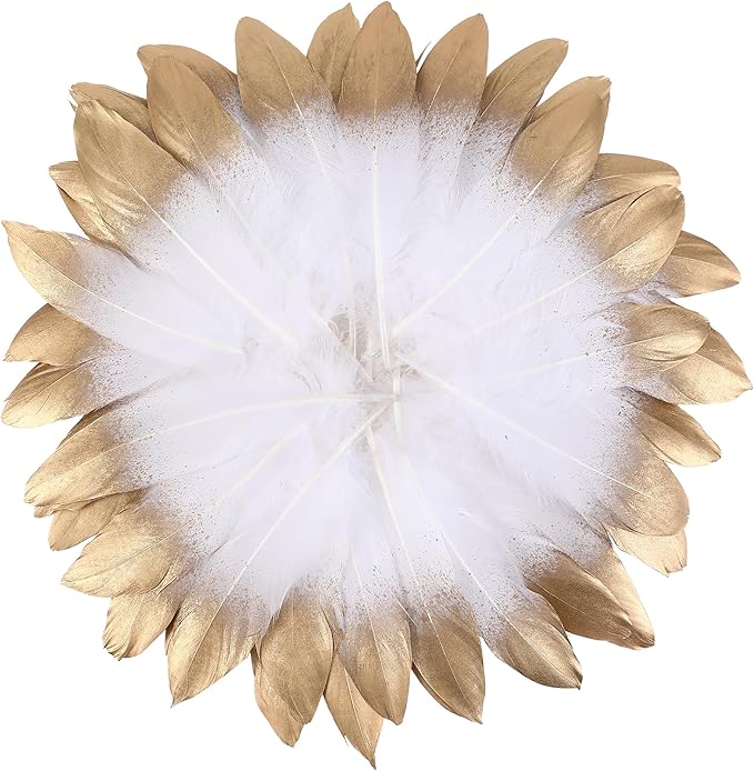 Larryhot Dipped Gold & White Goose Feathers - Image 2