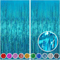 Melsan 2 Pack 3.2 ft x 8.2 ft Teal Tinsel Foil Fringe Curtains Backdrop by Melsan
