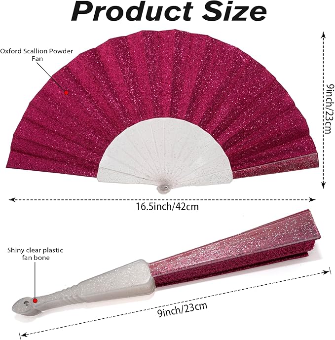 48 Pack Handheld Fan, Folding Hand Glitter fan - Image 2