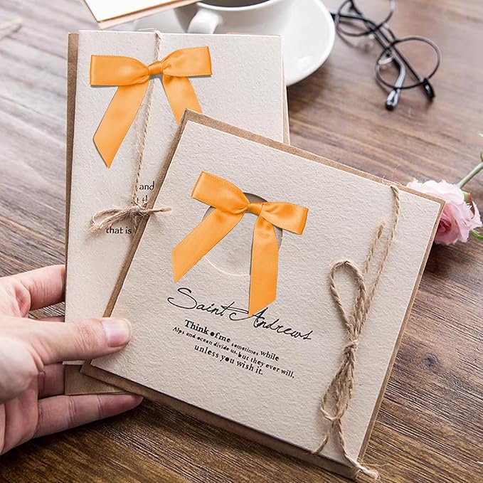 50Pcs Orange Twist Tie Bows for Gift Wrapping 2.5" Satin Ribbon Bow for Treat - Image 5