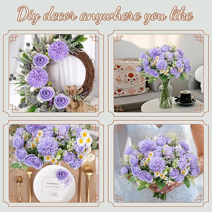 12 Packs Peonies Artificial Flowers, Silk Artificial Peonies Flowers Fake Peony - Image 6
