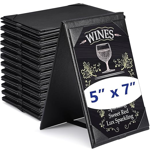 Gerrii Leatherette Table Tents Black PU Leather Menu Covers Bulk Double Sided by Gerrii