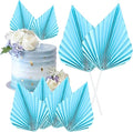 Gyufise 6pcs Paper Palm Fan Cake Toppers by Gyufise