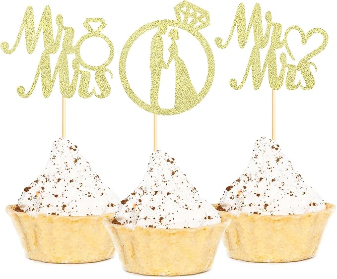 Sotpot 24PCS Miss to Mrs Cupcake Toppers by Sotpot