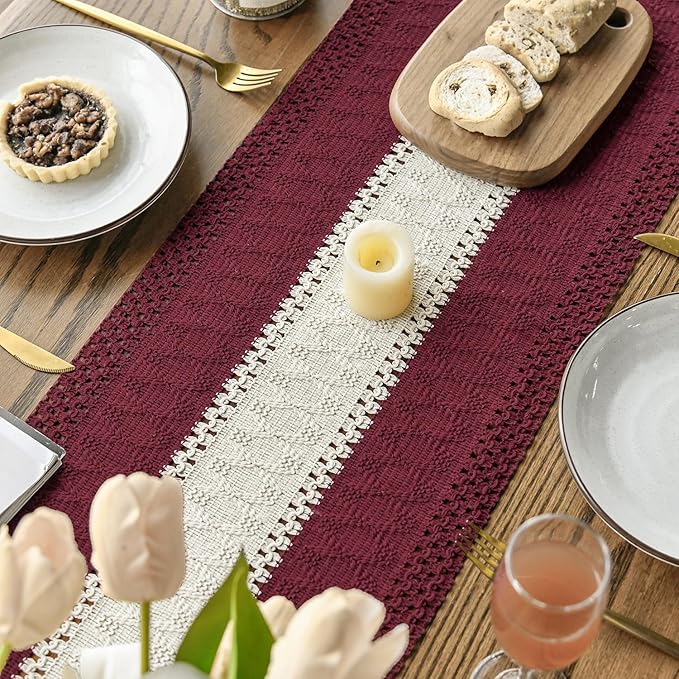 Artoid Mode Red Farmhouse Rustic Table Runner, Seasonal Hollow Kitchen Dining - Image 4