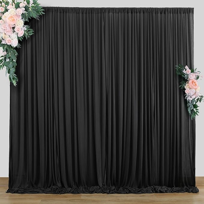 10 ft x 8 ft Wrinkle Free Black Backdrop Curtain by Outpain