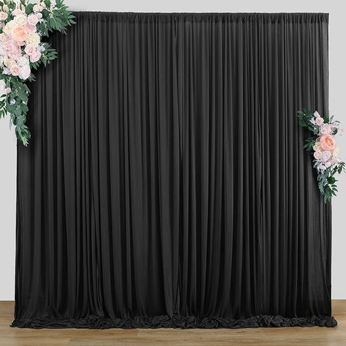 10 ft x 8 ft Wrinkle Free Black Backdrop Curtain by Outpain