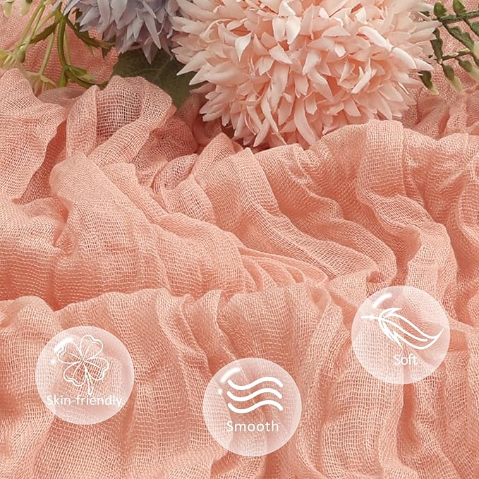 12 Pack Peach Cheesecloth Table Runner 10ft Boho Gauze Fabric Cheese Cloth - Image 4
