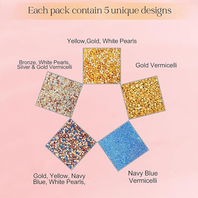 Confect Cake Decorating Sprinkles |Edible Pearl Sprinkles | Mix Gold White Blue - Image 2