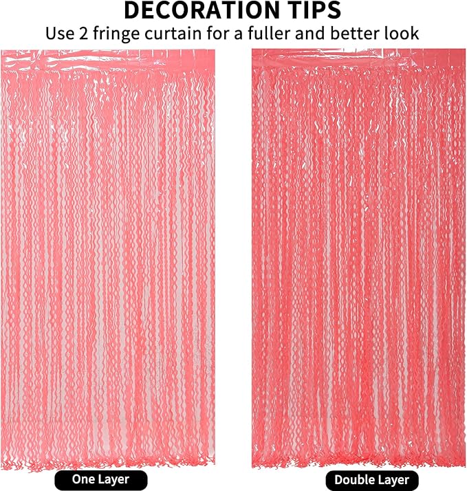 Wavy 4 Pack Watermelon Red Foil Curtain Backdrop - Image 6