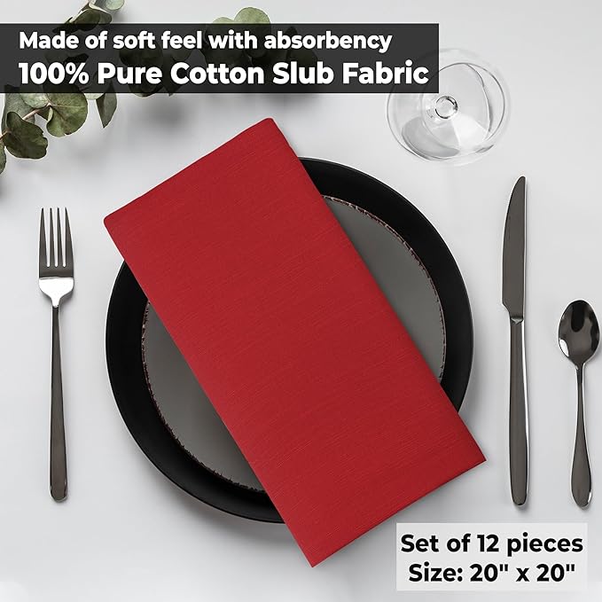 Urban Villa Cloth Napkins 100% Cotton Slub Absorbent Dinner Napkins Oversized - Image 8