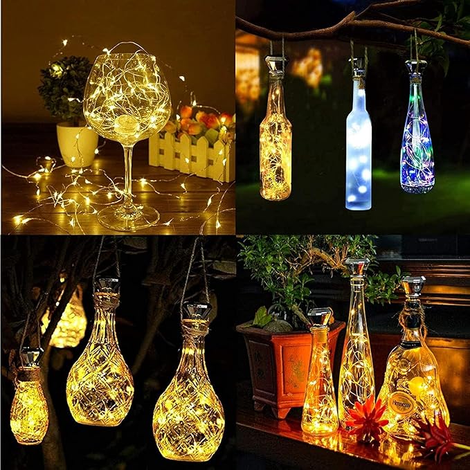 Upgraded 12 Pack Diamond Solar Wine Bottle Lights, 20 LEDs Waterproof Copper - Image 3