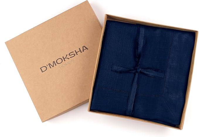 D'Moksha Homes Navy Blue Linen Tablecloth 60 x 108 Inch - Image 7