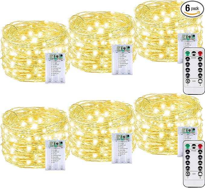 6 Pack 60LED Battery Operated Fairy Lights by BOSSERN