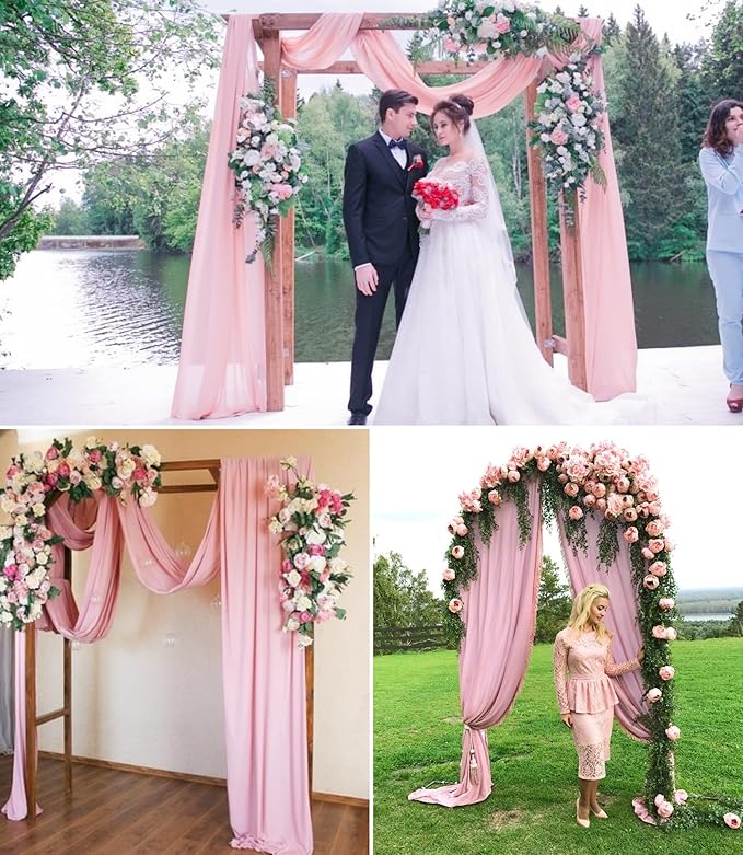 6 Panels Dusty Rose Wedding Arch Drapery 28" x 20Ft Outdoor Curtain Drapes - Image 8