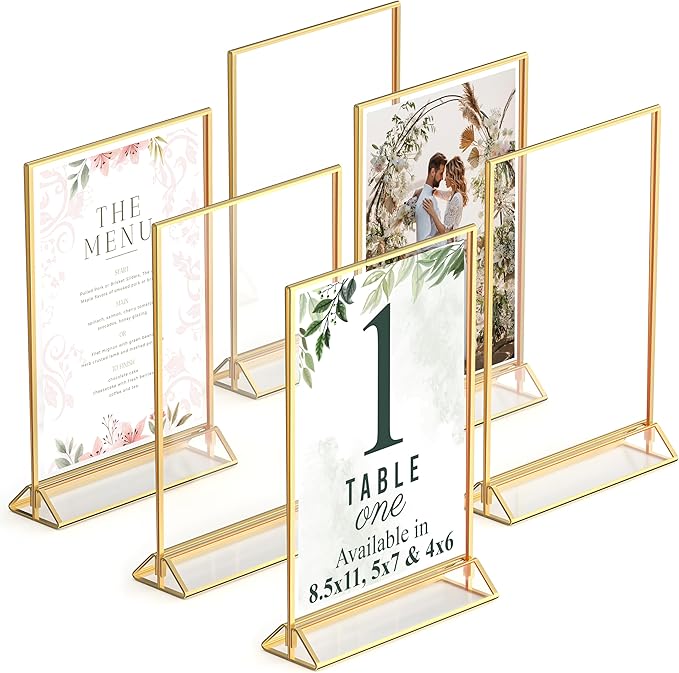 Gold Picture Frames Double-Sided, Menu Holders, and Photo Displays by DasherProducts