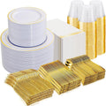 NOCCUR 700PCS Gold Plastic Plates by NOCCUR
