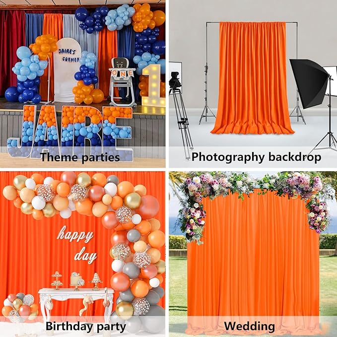 10 x 7 Feet Orange Backdrop Curtain - Image 4
