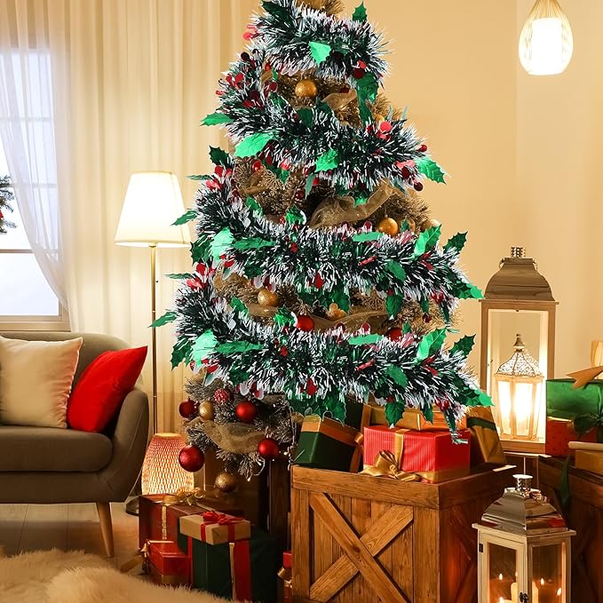 72 Feet Christmas Tinsel Garland Shiny Metallic Tinsel Twist Garland Streamers - Image 4