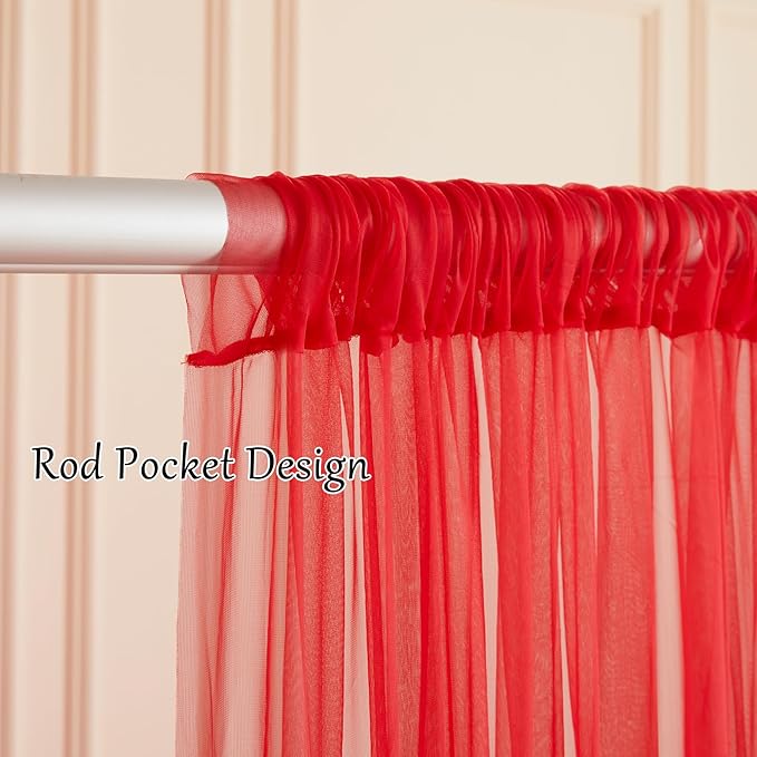 20x10 Red Tulle Backdrop Curtains - Image 6