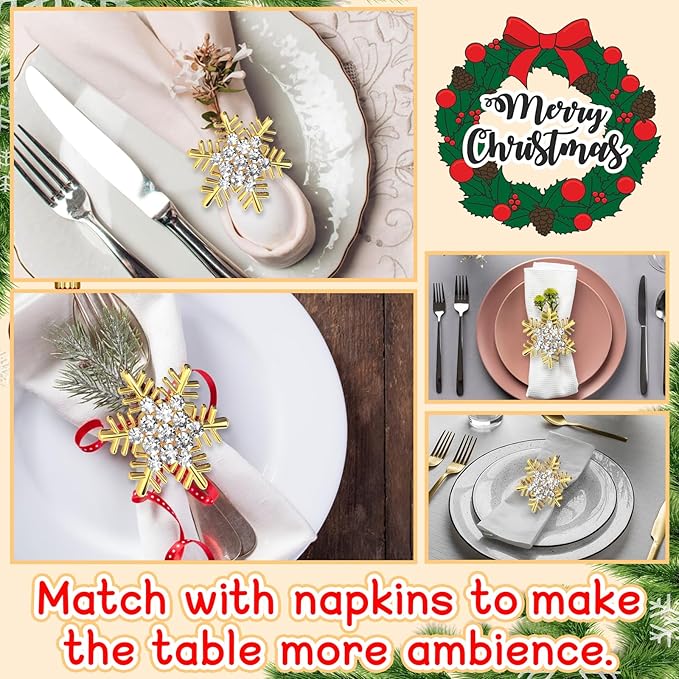Halatool Christmas Napkin Rings Set of 12, Party Table Decoration - Image 7