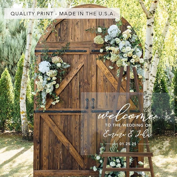 Andaz Press Custom Large Wedding Acrylic Sign, 16 x 24 Inches, Personalized Sign - Image 5