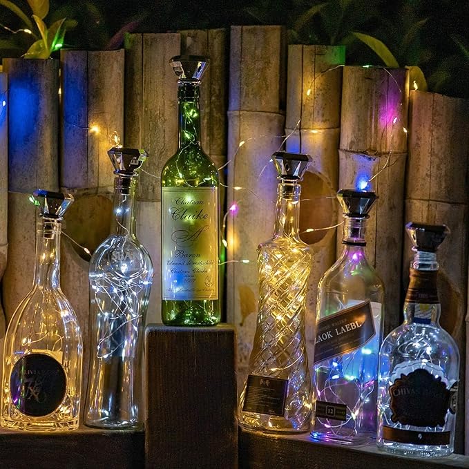 Upgraded 12 Pack Diamond Solar Wine Bottle Lights, 20 LEDs Waterproof Copper - Image 2