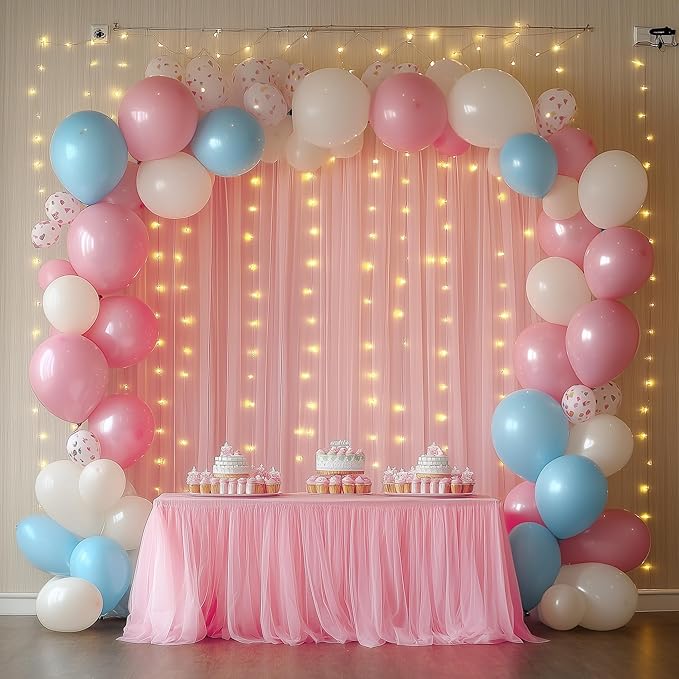 Fomcet Peach Tulle Backdrop Curtains - Image 8