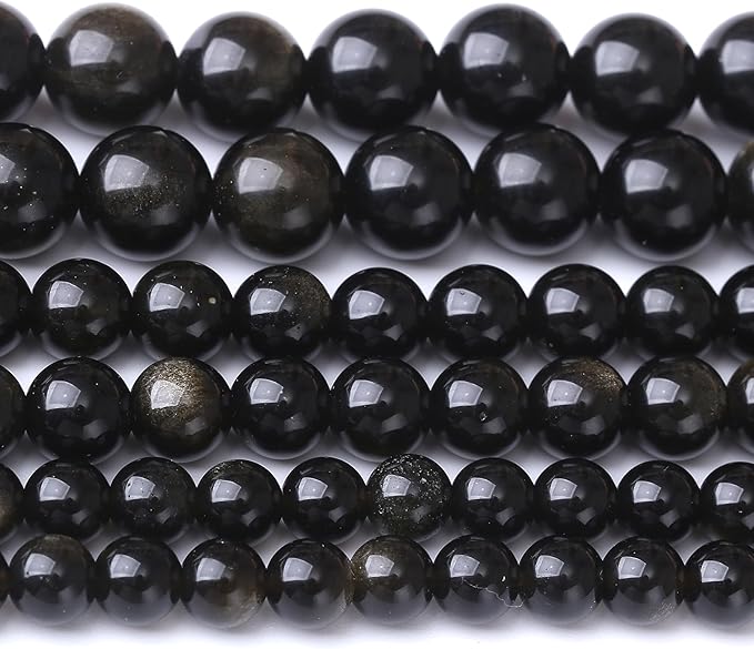 Gold Obsidian Stone Beads for Jewelry Making DIY Craft Gemstone Beads Kit by Unknown