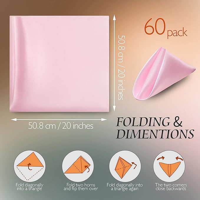 Manyshofu 60 Pieces Light Pink Satin Napkins - Image 4